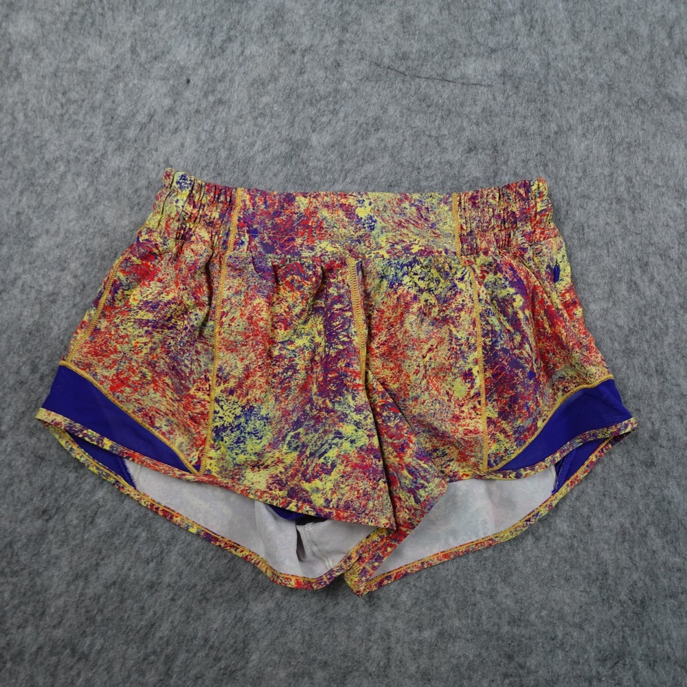 Lululemon Shorts Women 4 Pink Yellow Woodland Hotty Hot 2.5" Athletic Run Gym